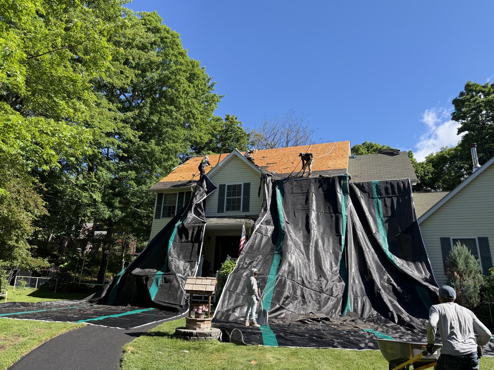 Home with full property protection during a roof replacement